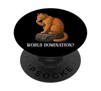 Funny Cat The Thinker Orange Cat Tabby Cat World Domination? PopSockets Adhesive PopGrip