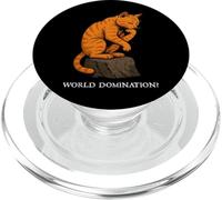 Funny Cat The Thinker Orange Cat Tabby Cat World Domination? PopSockets PopGrip for MagSafe