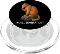 Funny Cat The Thinker Orange Cat Tabby Cat World Domination? PopSockets PopGrip for MagSafe