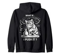 Funny Cat Thinking -Science Cat Meme - Cat Owner Humor Zip Hoodie