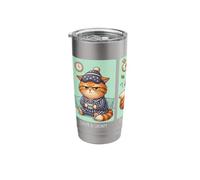 Funny Cat Three Moods Sleepy Curious Terrified Ghost Hunter Stainless Steel Insulated Tumbler