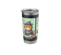 Funny Cat Three Moods Sleepy Curious Terrified Ghost Hunter Stainless Steel Insulated Tumbler