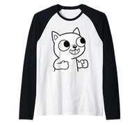 Funny Cat Thumbs Up Retro Cartoon Comic Design Raglan Baseball Tee