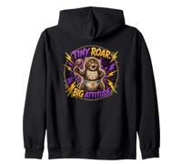 Funny Cat Tiny Roar Big Attitude Diaper Kitten Agere Zip Hoodie