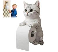 Funny Cat Toilet Roll Holder, Wall Mounted Cat Toilet Paper Stand, Cute Resin Animal Dispenser Roll Rack Kitchen Statue for Bathroom Decor, Restroom & Kitchen,E