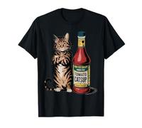 Funny Cat Tomato Catsup Catnip Vinegar Design for Cat Lovers T-Shirt
