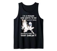 Funny Cat Trapped in a Lazy Body Laziness Humor Tank Top