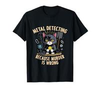 Funny Cat Treasure Hunter Metal Detecting Murder Is Wrong T-Shirt