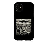 Funny Cat UFO Alien Abduction Surreal Art Case for iPhone 11