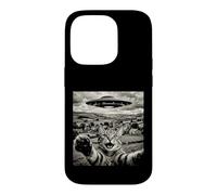 Funny Cat UFO Alien Abduction Surreal Art Case for iPhone 14 Pro