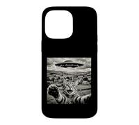 Funny Cat UFO Alien Abduction Surreal Art Case for iPhone 14 Pro Max