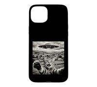 Funny Cat UFO Alien Abduction Surreal Art Case for iPhone 15 Plus