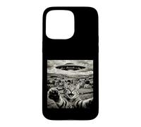 Funny Cat UFO Alien Abduction Surreal Art Case for iPhone 15 Pro Max