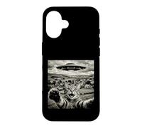 Funny Cat UFO Alien Abduction Surreal Art Case for iPhone 16