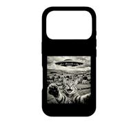 Funny Cat UFO Alien Abduction Surreal Art Case for iPhone 17 Pro