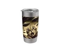Funny Cat UFO Invasion Alien Fun Stainless Steel Insulated Tumbler