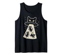 Funny Cat & UFO, Spaceship, Cute Kitten, Alien & Cats Tank Top