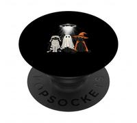 Funny Cat UFO Three Kitty Space Spaceship Alien Halloween PopSockets Adhesive PopGrip