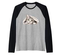 Funny Cat Under Blanket Cute Cat Lover Raglan Baseball Tee