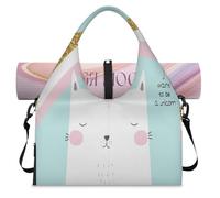 Funny Cat Unicorn Sports Duffel Bag for Women Men Cute Cat Weekend Overnight Bag with Shoe Compartment Shoulder Tote Luggage Bag for Yoga Gym Travel