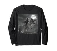 Funny Cat Vampire Riding a T-Rex Cute Halloween Meme Long Sleeve T-Shirt