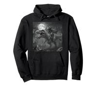 Funny Cat Vampire Riding a T-Rex Cute Halloween Meme Pullover Hoodie