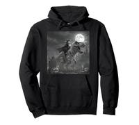 Funny Cat Vampire Riding a T-Rex Cute Halloween Meme Pullover Hoodie