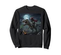 Funny Cat Vampire Riding a T-Rex Cute Halloween Meme Sweatshirt