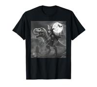 Funny Cat Vampire Riding a T-Rex Cute Halloween Meme T-Shirt