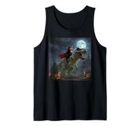 Funny Cat Vampire Riding a T-Rex Cute Halloween Meme Tank Top