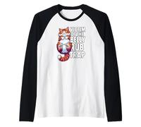 Funny Cat Victim of The Belly Rub Trap Kitten Joke Raglan Baseball Tee