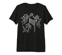 Funny Cat Volleyball Team Cartoon Outline Design Premium T-Shirt
