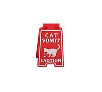 Funny Cat Vomit Caution Sign, Humorous Double-sided Printing Desk Sign for Cat Lovers,Best Friends, Red Silicone Gel Funny Warning Sign for Indoor/Outdoor Pet Safety, Gift for Cat Enthusiasts