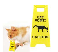 Funny Cat Vomit Warning Sign,Kitten Vomit Caution Sign 3D Printed PLA Yellow Funny Cats Decor Humorous Wet Floor Style Prank Gift for Cat Pets Lovers