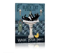 Funny Cat Wall Art Bathroom Decor Modern Metal Tin Signage Restroom Toilet Washroom Home 8x12 Inch