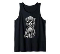Funny Cat Wearing Sunglasses Trucker Cap Retro Best Cat Dad Tank Top