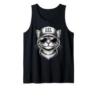 Funny Cat Wearing Sunglasses Trucker Cap Retro Cat Dad Tank Top