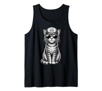 Funny Cat Wearing Sunglasses Trucker Cap Retro Cat Dad Tank Top