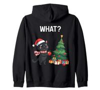 Funny Cat What Christmas Cute Ugly Christmas Zip Hoodie