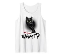 Funny Cat What? Murderous Black Cat with Knife Halloween Tank Top