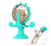 Funny Cat Windmill Turntable Food Leaker, Spinning Windmill Pet Feeding Toy with Suction Cup, Treat Dispensing Feeder Toy Cat Dog Slow Feeder Windmill Turntable Teasing Dispenser Dog Toys (Blue)