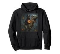Funny Cat Witch Riding a T-Rex Cute Halloween Meme Pullover Hoodie