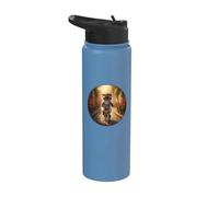 Funny CAT with Beret Happy Cycling ON HIS Bicycle Stainless Steel Insulated Water Bottle