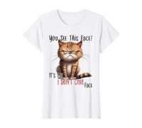 Funny Cat with Cheeky Saying Mir Egal Gesicht Value Graphic T-Shirt, Women, White, XL