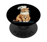 Funny Cat with Cook Hat Costume for Man and Woman PopSockets Adhesive PopGrip