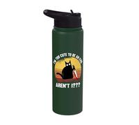 Funny Cat with Knife I'm Too Cute to Be an Evil Black Cat Stainless Steel Insulated Water Bottle