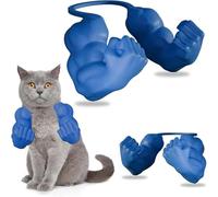 Funny Cat with Muscular Arms, Viral Bodybuilder Cat Costume for Halloween & Cosplay, Fake Human Arms for Cats Unique Photo Prop & Home Decor (17x15.6cm) (Blue)
