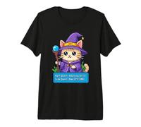Funny Cat Wizard Pixel Art Adulting Side Quest Nap Meme Premium T-Shirt