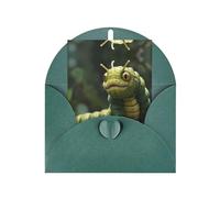 Funny Caterpillar patterned Dark Green party invitation, vertical greeting card, suitable for anniversary