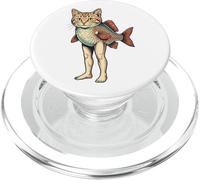 Funny Catfish Art Surreal Cat Fish Hybrid Vintage PopSockets PopGrip for MagSafe